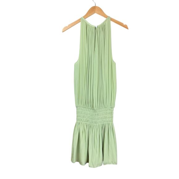 Ramy Brook Paris Light Green Sleeveless Halter Smocked Drop Waist Mini Dress - Picture 10 of 13